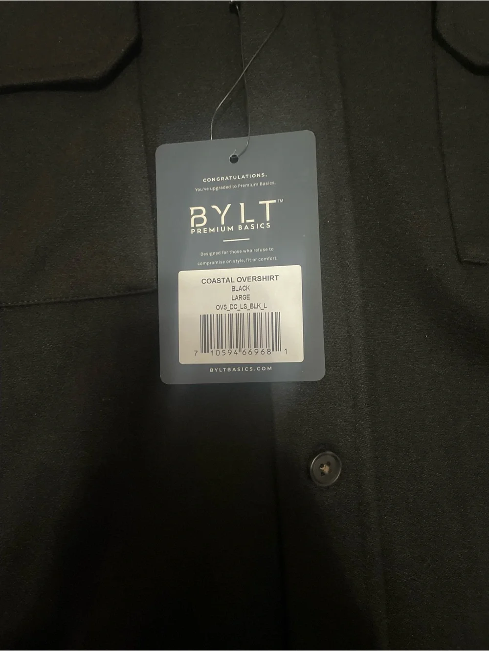 BYLT x Stryker Black Men's large overshirt Lightweight Button-Up Shirt Jacket